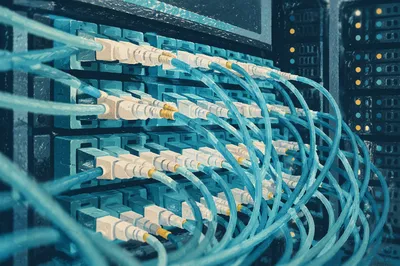 Abstract Cloud Network Cables in Data Center