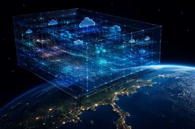 Cloud Computing Network Above Earth