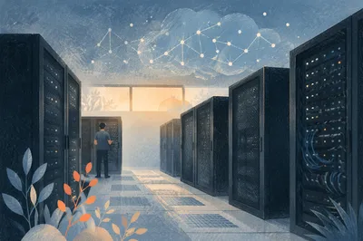 Cloud Network Connections in Dawn Server Room