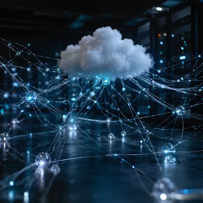 Futuristic Cloud Computing Network in Server Room