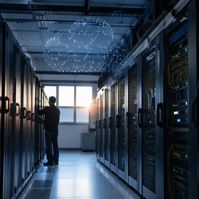 Cloud Network Connections in Dawn Server Room
