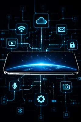 Futuristic Smartphone Cloud Network Connection