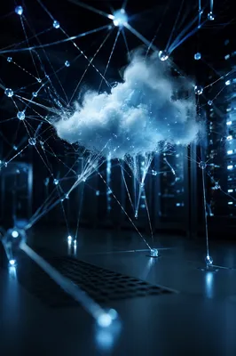 Futuristic Cloud Computing Network in Server Room