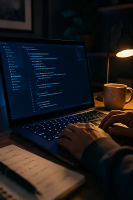 Late Night Coding Laptop Screen Close-Up