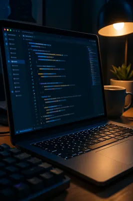 Dark Theme Coding Laptop Close Up