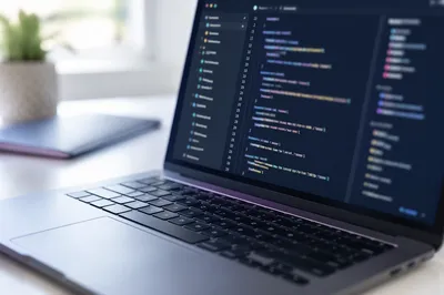 Dark Theme Coding Laptop Close-Up