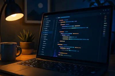 Dark Theme Coding Laptop Close-Up