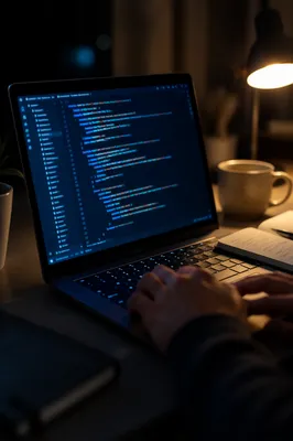 Dark Theme Coding Workspace Close Up