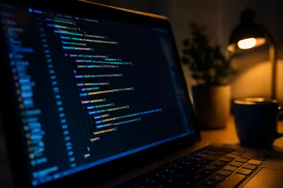 Dark Theme Coding Laptop Close Up