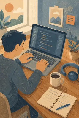 Calm Coding Workspace with Morning Light