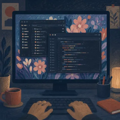 Late Night Developer Screen With Blurred Code
