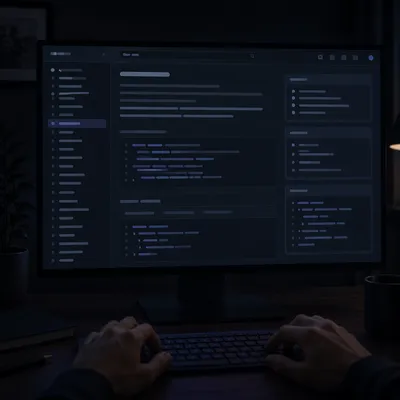 Late Night Dark Mode Developer Workspace