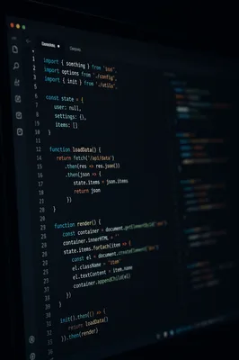 Dark Programming Screen With Soft Code Glow