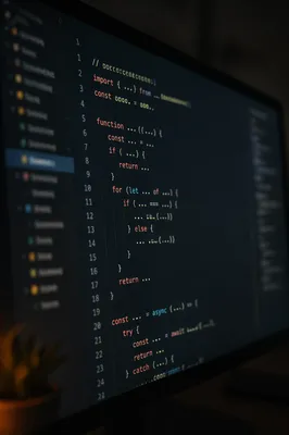 Dark Programming Code on Developer Monitor