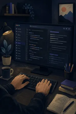 Dark Mode Coding Workspace at Night