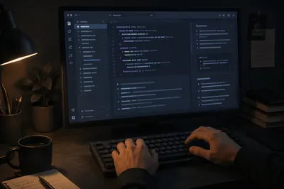 Dark Mode Coding Workspace at Night