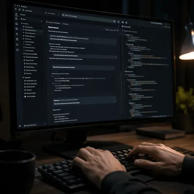 Dark Mode Coding Workspace at Night
