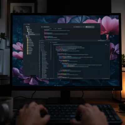 Dark Developer Screen in Quiet Home Office