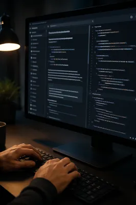 Dark Mode Coding Workspace at Night