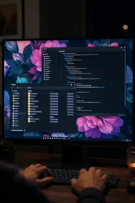 Dark Developer Screen in Quiet Home Office