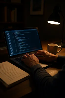 Late Night Developer Coding in Quiet Focus