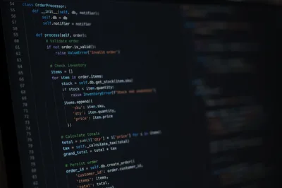 Dark Programming Screen With Soft Code Glow