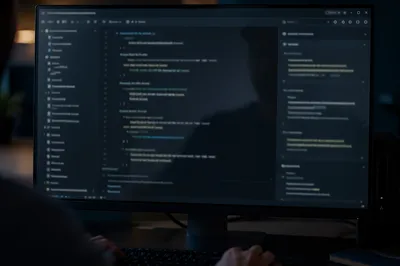 Dark Developer Screen in Dim Office