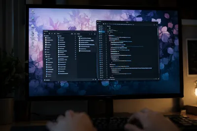 Dark Developer Screen in Home Office
