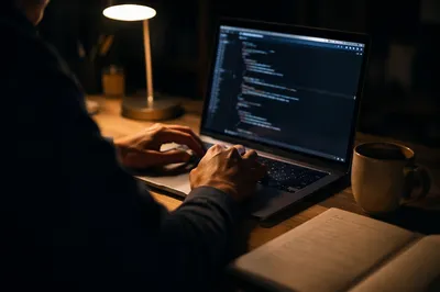 Late Night Developer Coding in Quiet Focus
