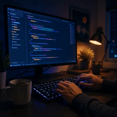 Late Night Coding Monitor in Dark Mode