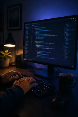 Late Night Coding Monitor in Dark Mode