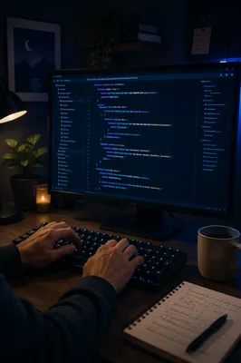 Late Night Coding Screen in Dark Mode