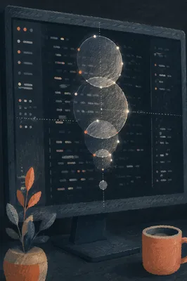 Abstract Dark Mode Coding Screen Reflections