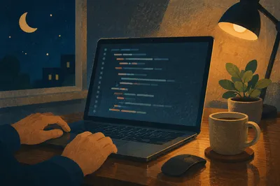Late Night Coding Screen on Desk