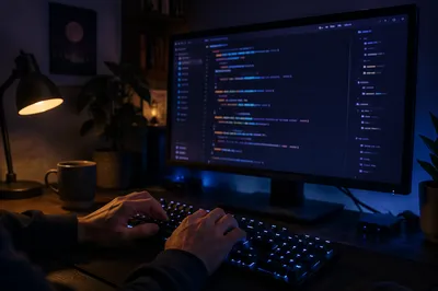 Late Night Coding Screen in Dark Mode