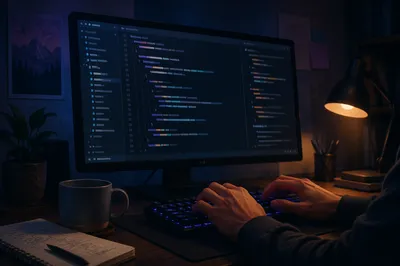 Late Night Coding Screen in Dark Mode