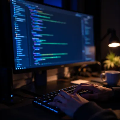 Late Night Coding Monitor in Dark Mode