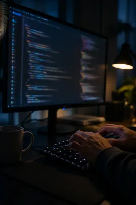 Late Night Coding Setup in Dark Mode