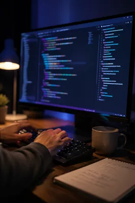 Late Night Coding Monitor in Dark Mode