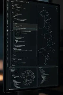 Dark Mode Coding Monitor Close-Up