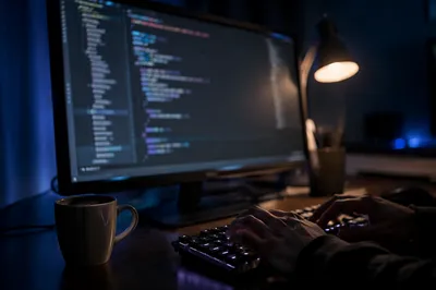 Late Night Coding Setup in Dark Mode