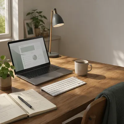 Modern Laptop Workspace by Window Light