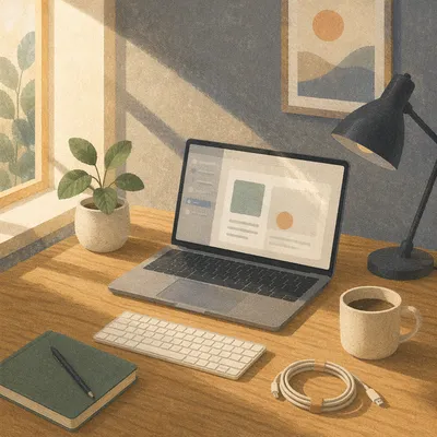 Modern Laptop Workspace by Window