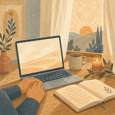 Modern Laptop Workspace at Dawn Light