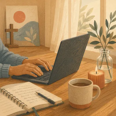 Quiet Faith Modern Laptop Workspace