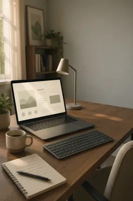 Modern Laptop Workspace by Window Light