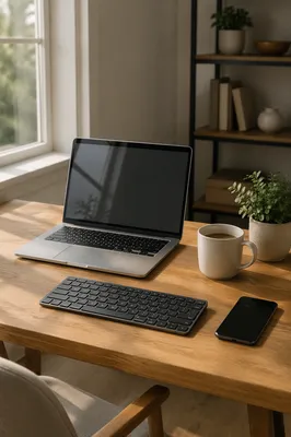 Modern Laptop Workspace with Morning Light