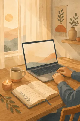 Modern Laptop Workspace at Dawn