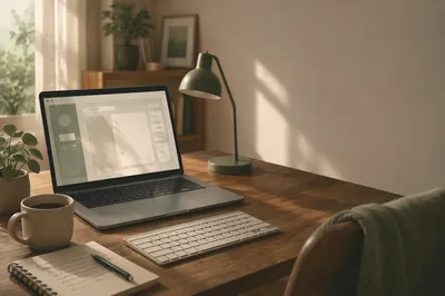 Modern Laptop Workspace by Window Light