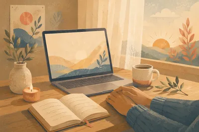 Modern Laptop Workspace at Dawn